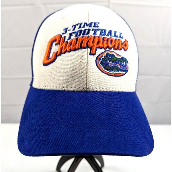 Florida Gators Hat Cap 3 Time Champions Blue White Embroidered Captivating‎ Head - Picture 2 of 11